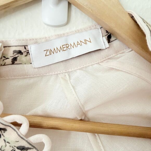 Zimmerman Women's Size 1 US 6 Golden Floral Long Sleeve Silk Linen Maxi Dress - Picture 9 of 12